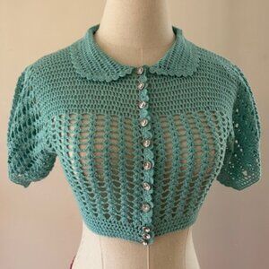 Vintage Betsey Johnson Crochet Cropped Cardigan